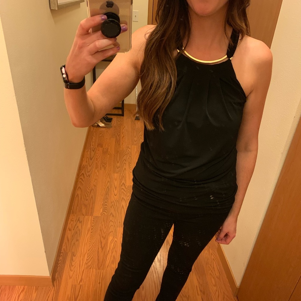 NWT Michael Kors Black and Gold Metal Halter Top
